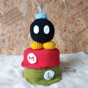 Bob-omb sobre Chapéu do Super Mario e Luigi Amigurumis