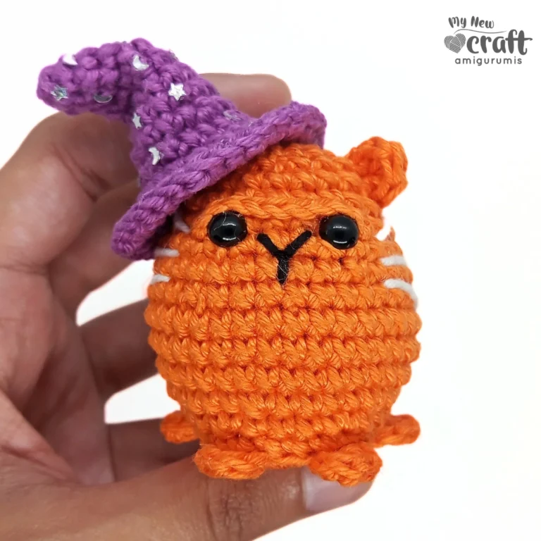 Bichento/Crookshanks com Chapéu de Bruxo Amigurumi